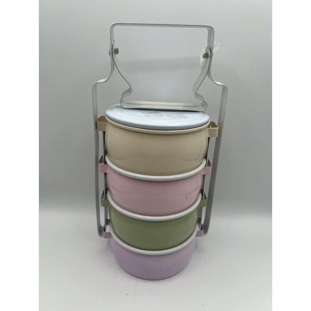 Pinto Lunch Box Thai Food Carrier Container Bento Enamelware Traditional Vintage